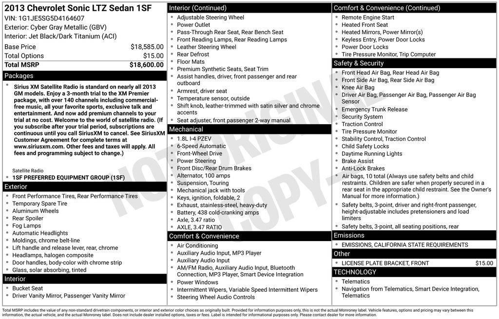 2013 Chevrolet Sonic LTZ in La Crosse WI For Sale - Image 1