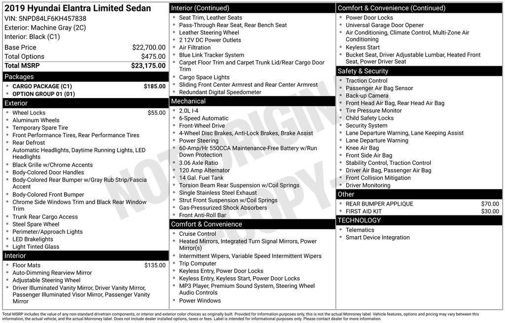 2019 Hyundai Elantra Limited in Chambersburg PA For Sale - Image 1