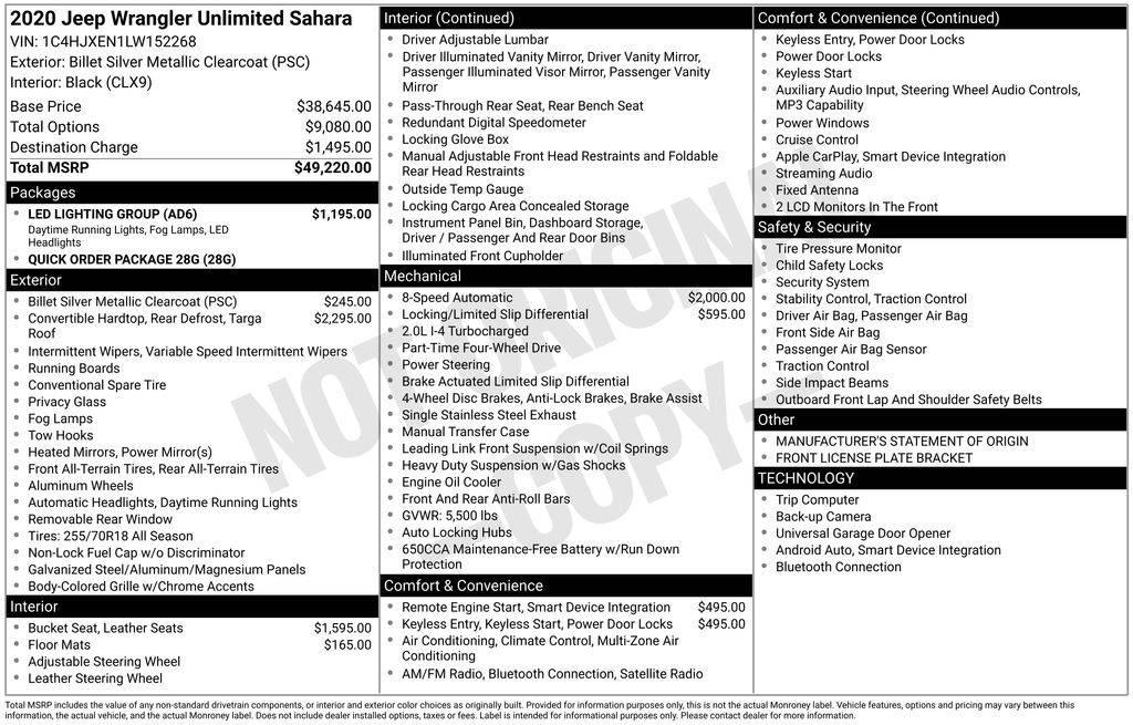 2020 Jeep Wrangler Sahara in Chambersburg PA For Sale - Image 1