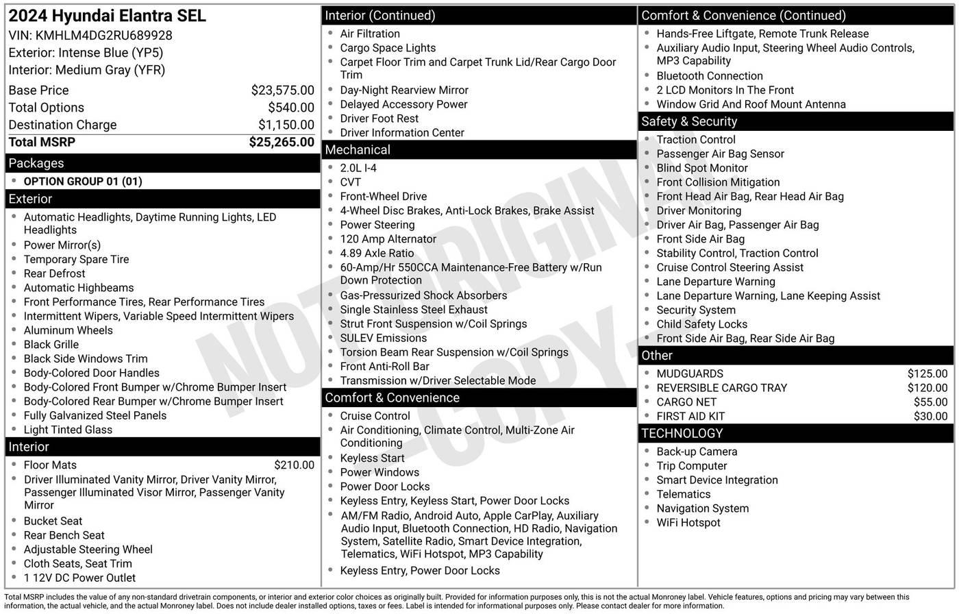 2024 Hyundai Elantra SEL in Schaumburg IL For Sale - Image 1
